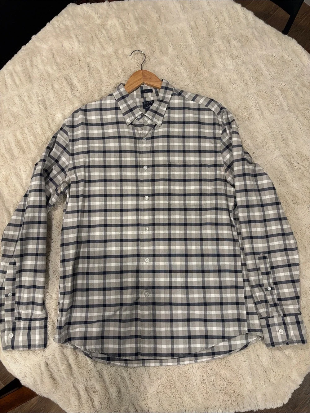 J. Crew Gray and Navy Plaid Button-Down Shirt - Men's